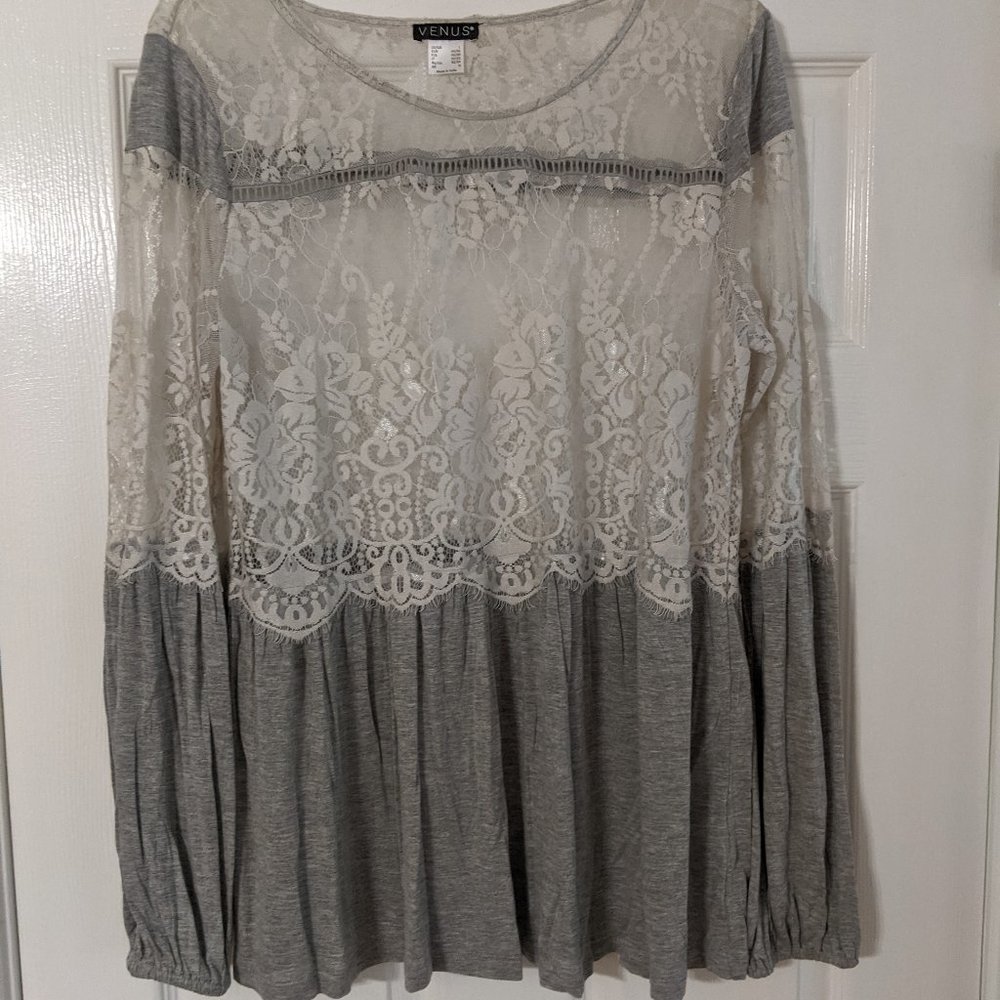 Venus Lace & Jersey Blouse